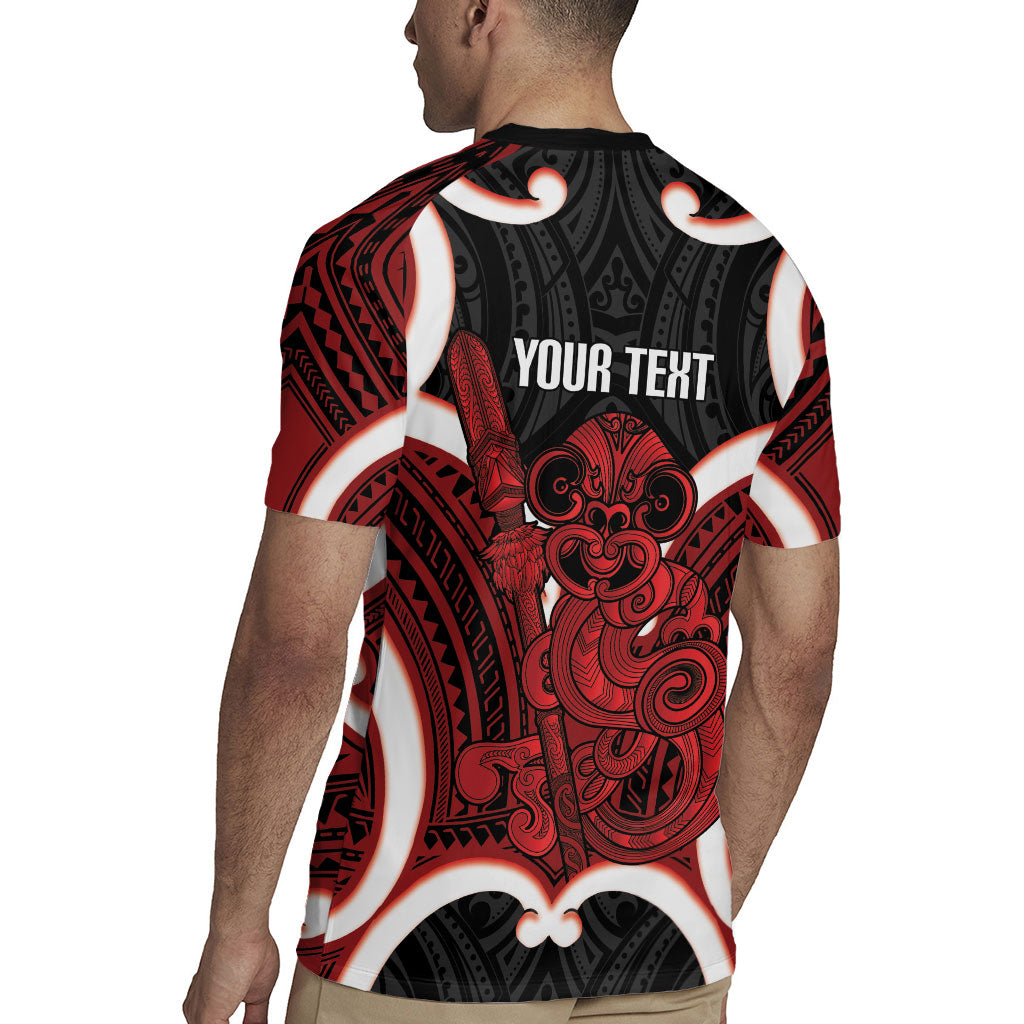 Whero Aotearoa Atua Tumatauenga Personalised Rugby Jersey Maori God Of War Tiki With Taiaha LT14 - Polynesian Pride