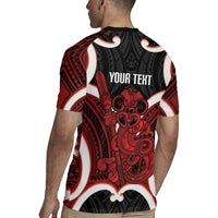 Whero Aotearoa Atua Tumatauenga Personalised Rugby Jersey Maori God Of War Tiki With Taiaha LT14 - Polynesian Pride