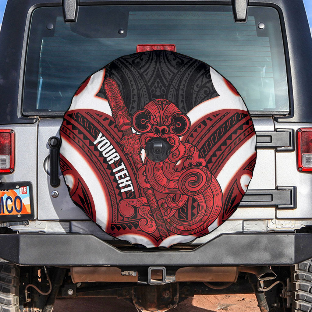 Whero Aotearoa Atua Tumatauenga Personalised Spare Tire Cover Maori God Of War Tiki With Taiaha LT14 Red - Polynesian Pride