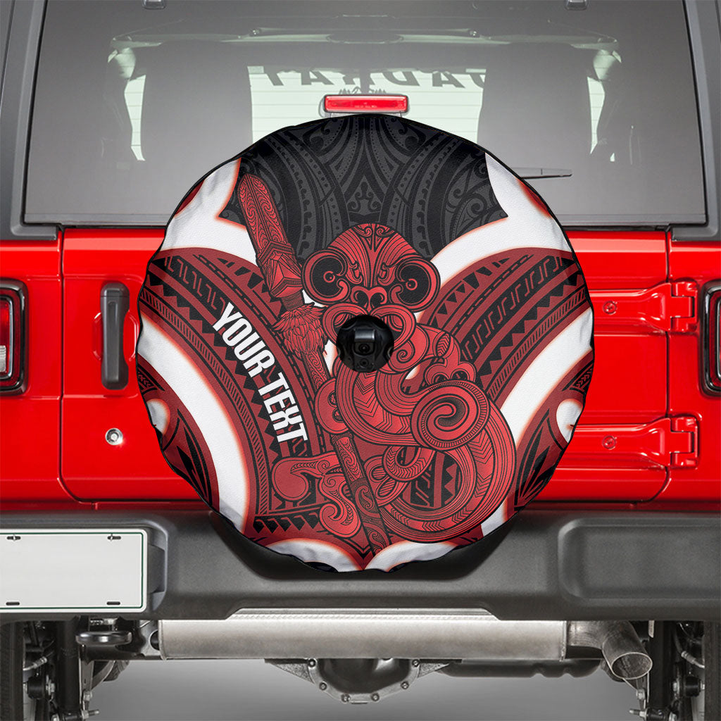 Whero Aotearoa Atua Tumatauenga Personalised Spare Tire Cover Maori God Of War Tiki With Taiaha LT14 - Polynesian Pride