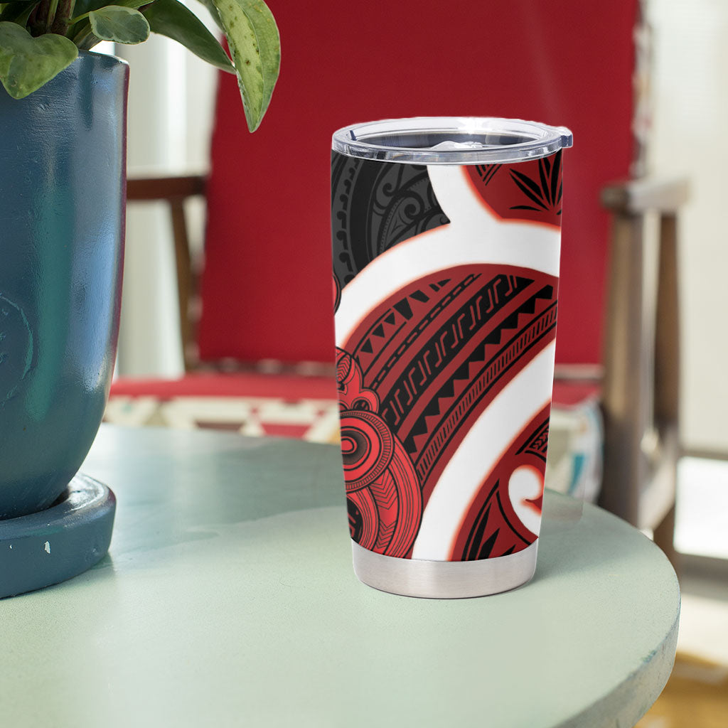 Whero Aotearoa Atua Tumatauenga Tumbler Cup Maori God Of War Tiki With Taiaha LT14 - Polynesian Pride