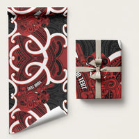 Whero Aotearoa Atua Tumatauenga Personalised Wrapping Paper Maori God Of War Tiki With Taiaha LT14 58" × 23" Red - Polynesian Pride