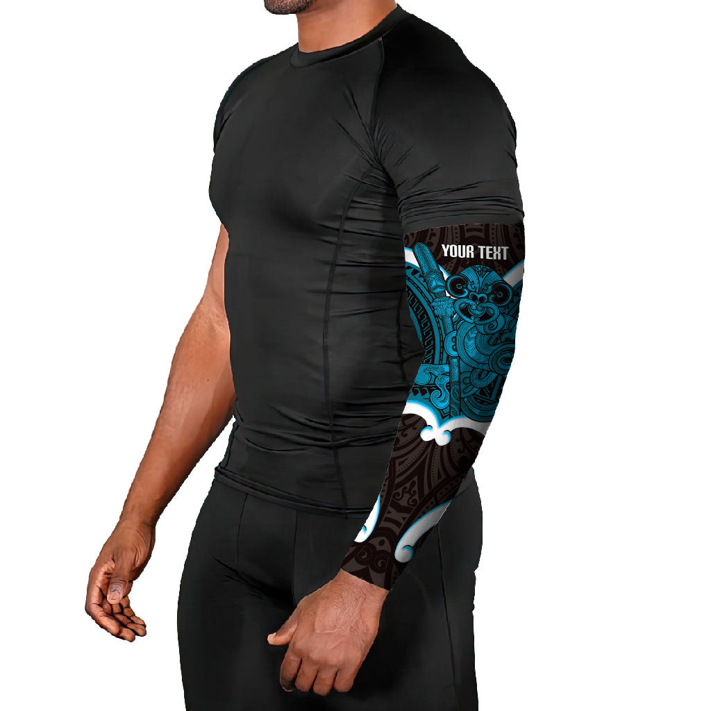 Kikorangi Aotearoa Atua Tumatauenga Personalised Arm Sleeves Maori God Of War Tiki With Taiaha LT14 - Polynesian Pride