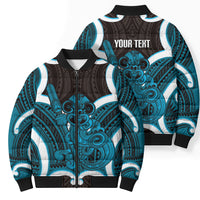 Kikorangi Aotearoa Atua Tumatauenga Personalised Bomber Puffer Jacket Maori God Of War Tiki With Taiaha LT14 - Polynesian Pride