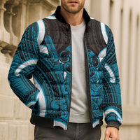 Kikorangi Aotearoa Atua Tumatauenga Personalised Bomber Puffer Jacket Maori God Of War Tiki With Taiaha LT14 - Polynesian Pride