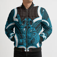 Kikorangi Aotearoa Atua Tumatauenga Personalised Bomber Puffer Jacket Maori God Of War Tiki With Taiaha LT14 - Polynesian Pride