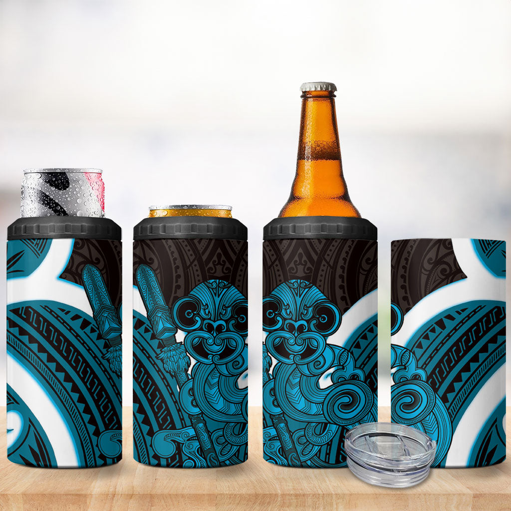 Kikorangi Aotearoa Atua Tumatauenga 4 in 1 Can Cooler Tumbler Maori God Of War Tiki With Taiaha LT14 - Polynesian Pride