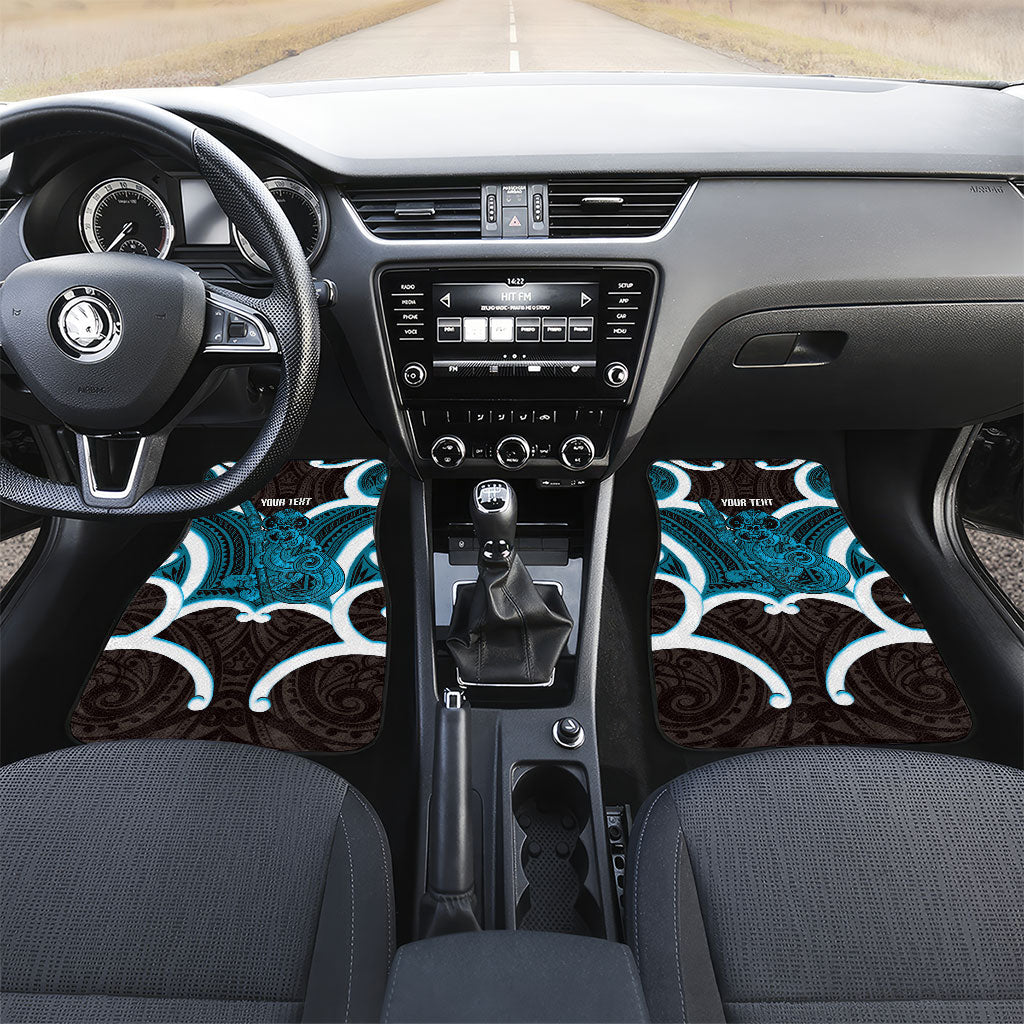 Kikorangi Aotearoa Atua Tumatauenga Personalised Car Mats Maori God Of War Tiki With Taiaha LT14 Set 2pcs - Front Blue - Polynesian Pride