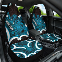 Kikorangi Aotearoa Atua Tumatauenga Personalised Car Seat Cover Maori God Of War Tiki With Taiaha LT14 One Size Blue - Polynesian Pride
