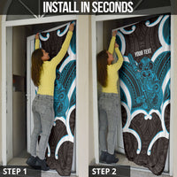 Kikorangi Aotearoa Atua Tumatauenga Personalised Door Cover Maori God Of War Tiki With Taiaha LT14 - Polynesian Pride