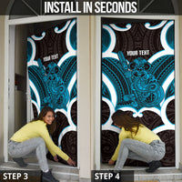 Kikorangi Aotearoa Atua Tumatauenga Personalised Door Cover Maori God Of War Tiki With Taiaha LT14 - Polynesian Pride