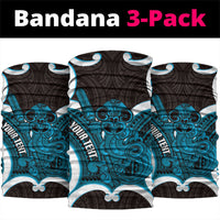 Kikorangi Aotearoa Atua Tumatauenga Personalised Neck Gaiter Maori God Of War Tiki With Taiaha LT14 package One Size: 25*50cm Blue - Polynesian Pride