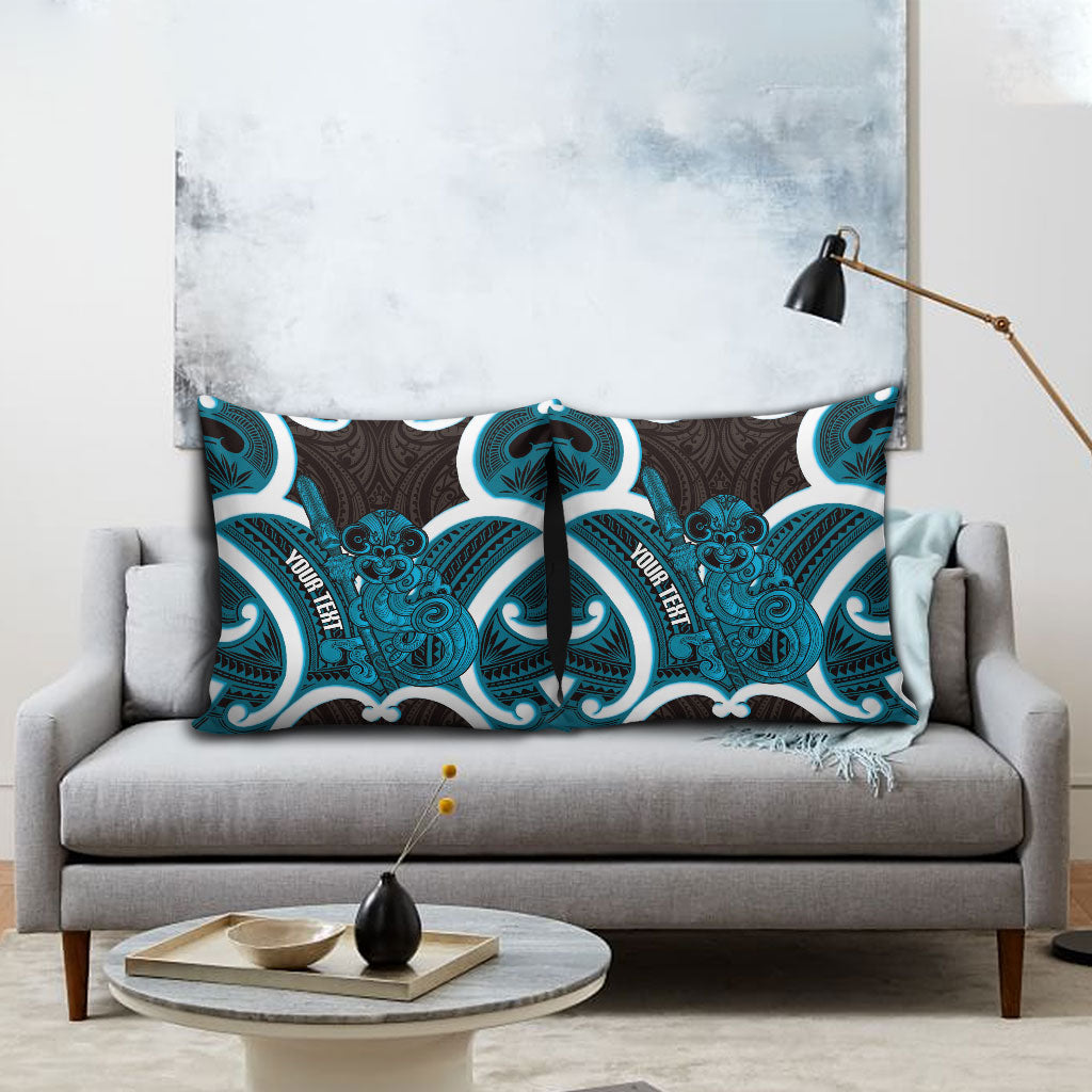 Kikorangi Aotearoa Atua Tumatauenga Personalised Pillow Cover Maori God Of War Tiki With Taiaha LT14 - Polynesian Pride