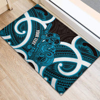 Kikorangi Aotearoa Atua Tumatauenga Personalised Rubber Doormat Maori God Of War Tiki With Taiaha LT14 - Polynesian Pride