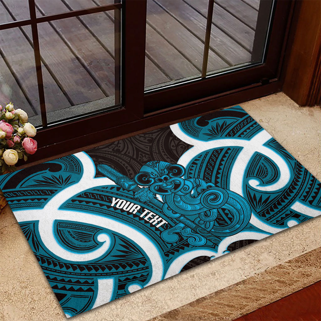 Kikorangi Aotearoa Atua Tumatauenga Personalised Rubber Doormat Maori God Of War Tiki With Taiaha LT14 - Polynesian Pride