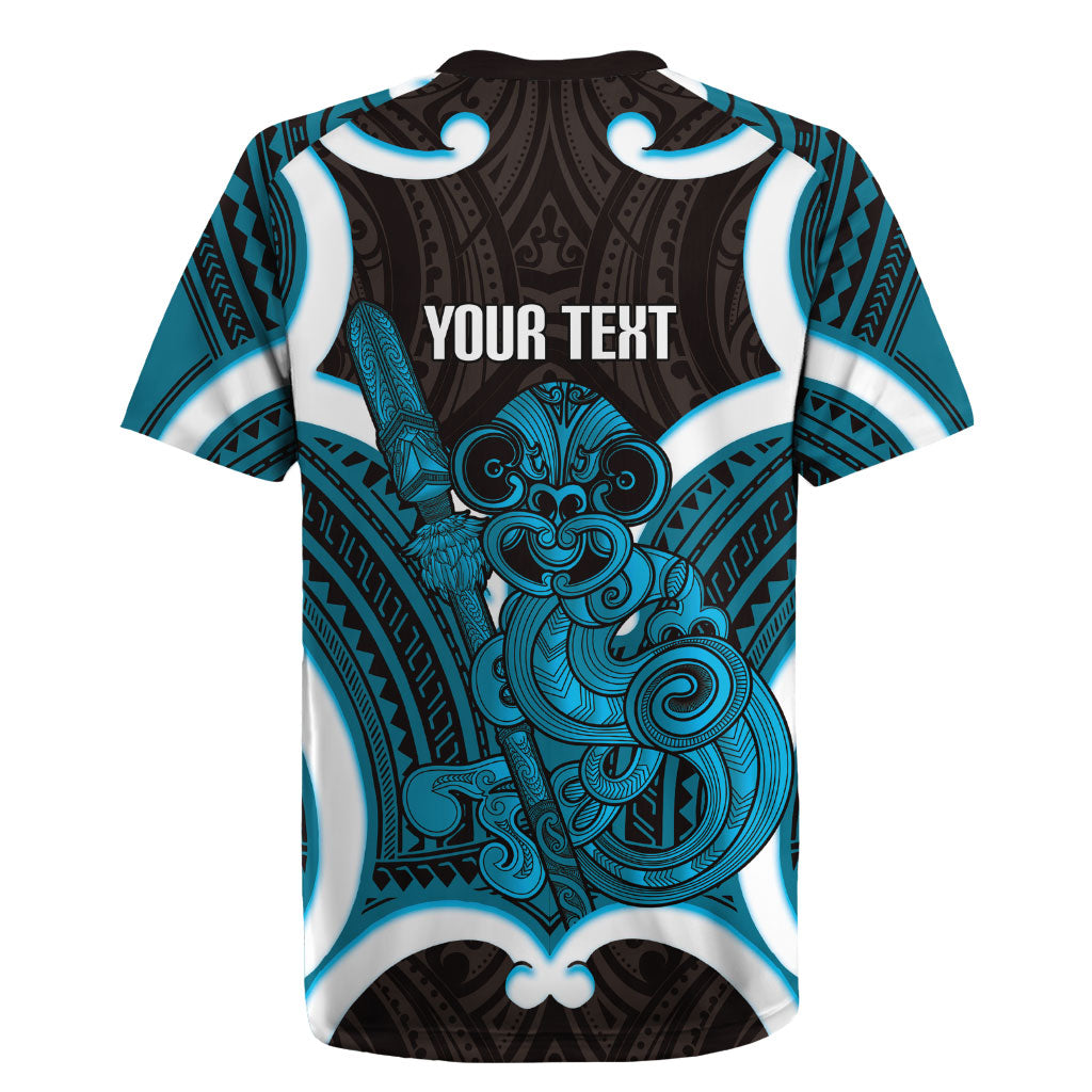 Kikorangi Aotearoa Atua Tumatauenga Personalised Rugby Jersey Maori God Of War Tiki With Taiaha LT14 - Polynesian Pride