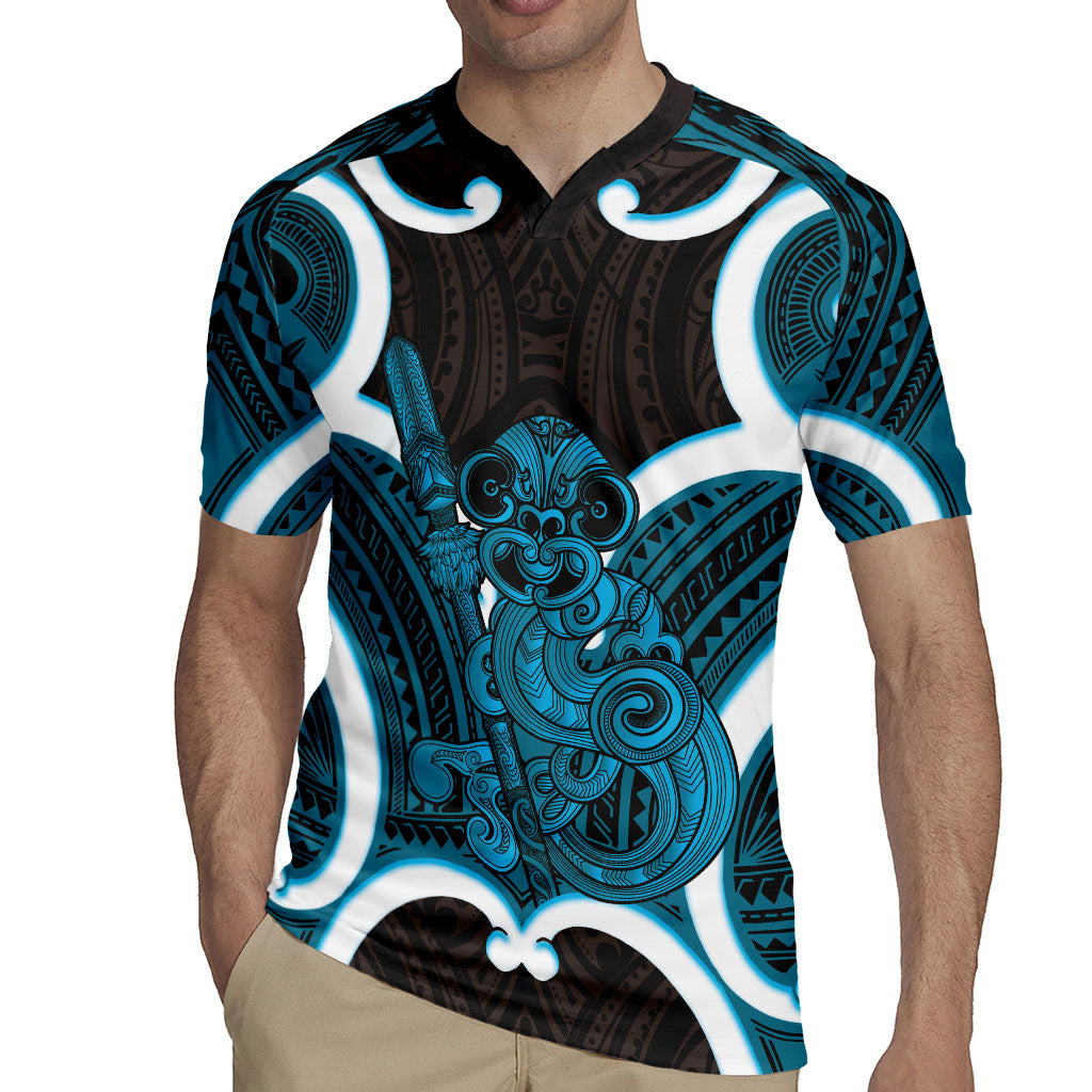 Kikorangi Aotearoa Atua Tumatauenga Personalised Rugby Jersey Maori God Of War Tiki With Taiaha LT14 - Polynesian Pride