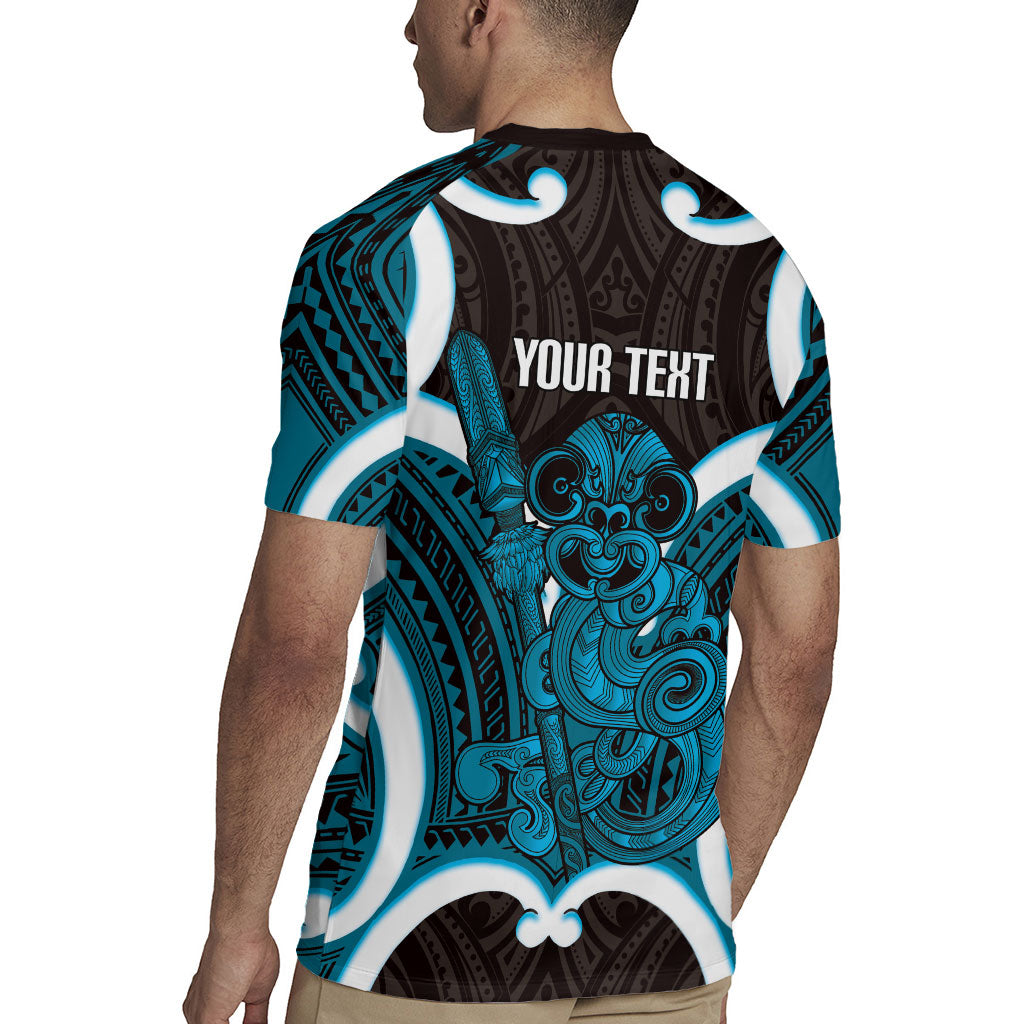 Kikorangi Aotearoa Atua Tumatauenga Personalised Rugby Jersey Maori God Of War Tiki With Taiaha LT14 - Polynesian Pride