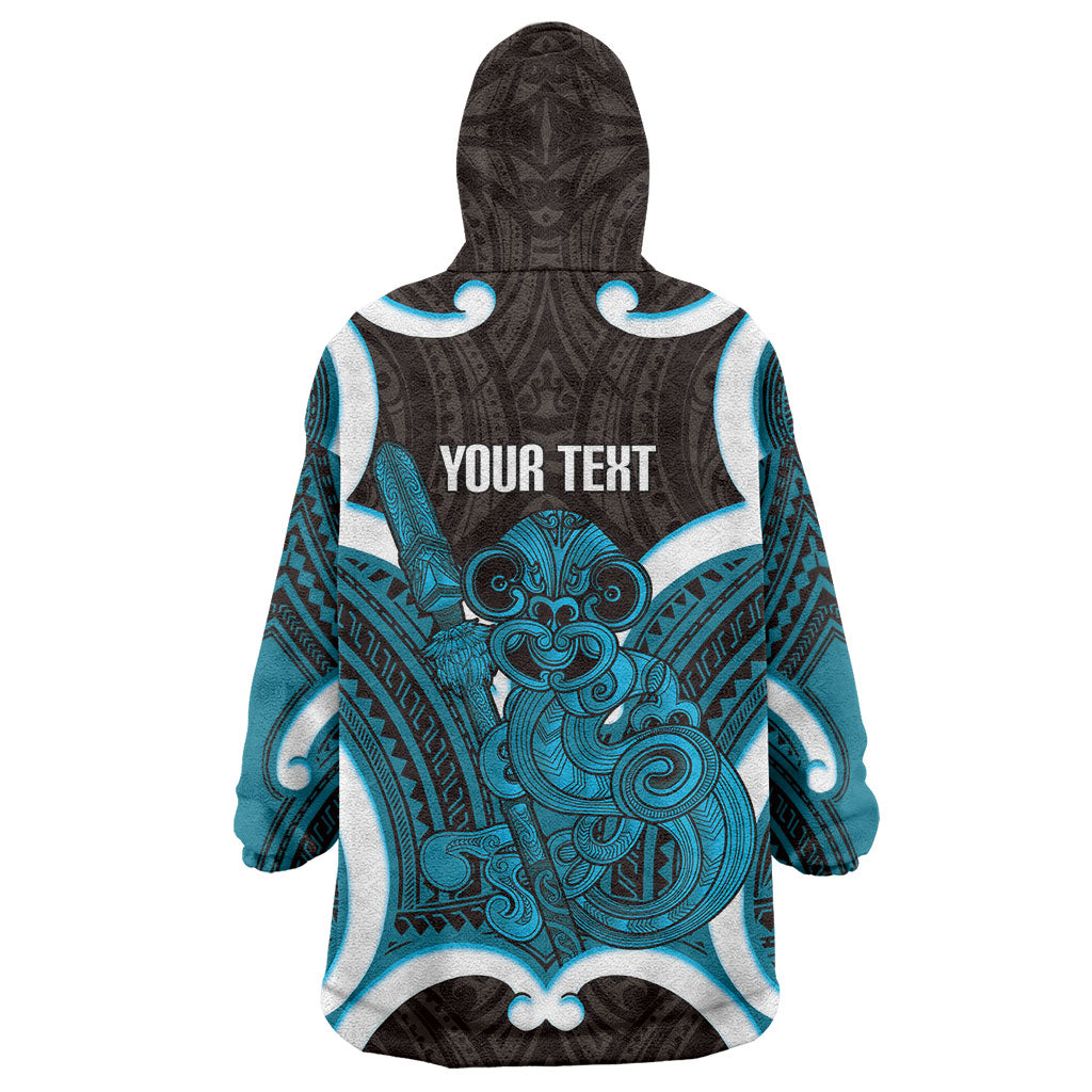 Kikorangi Aotearoa Atua Tumatauenga Personalised Wearable Blanket Hoodie Maori God Of War Tiki With Taiaha LT14 - Polynesian Pride
