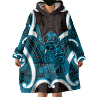 Kikorangi Aotearoa Atua Tumatauenga Personalised Wearable Blanket Hoodie Maori God Of War Tiki With Taiaha LT14 - Polynesian Pride