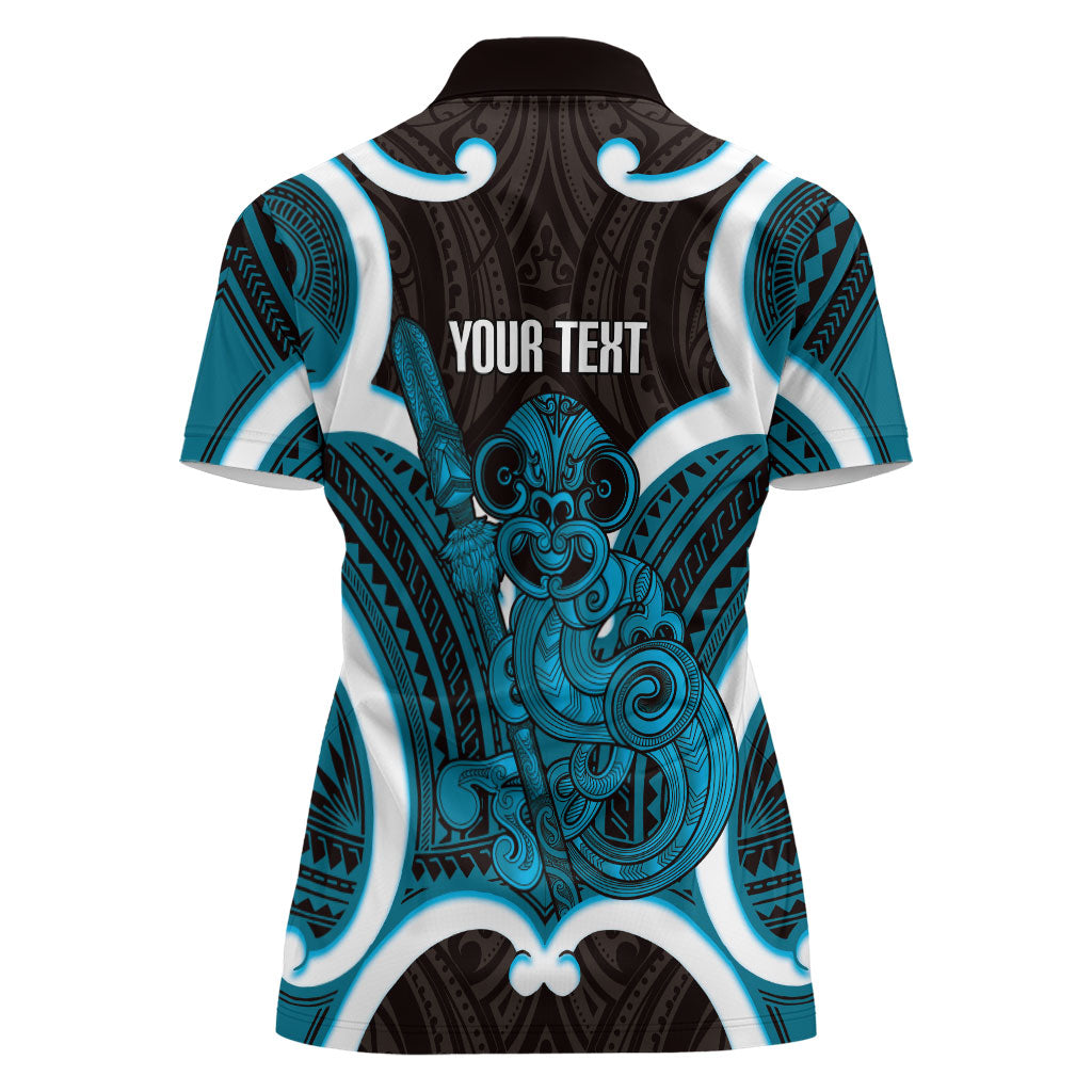 Kikorangi Aotearoa Atua Tumatauenga Personalised Women Polo Shirt Maori God Of War Tiki With Taiaha LT14 - Polynesian Pride