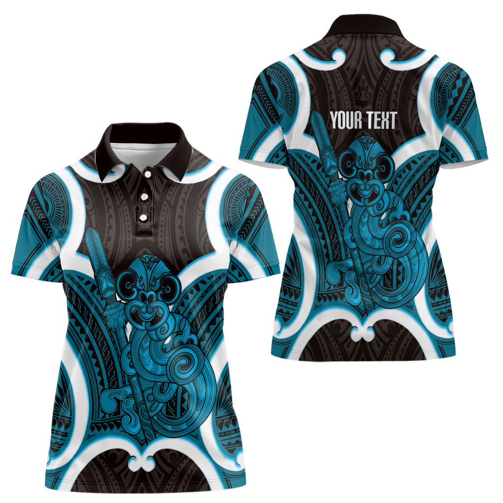 Kikorangi Aotearoa Atua Tumatauenga Personalised Women Polo Shirt Maori God Of War Tiki With Taiaha LT14 - Polynesian Pride