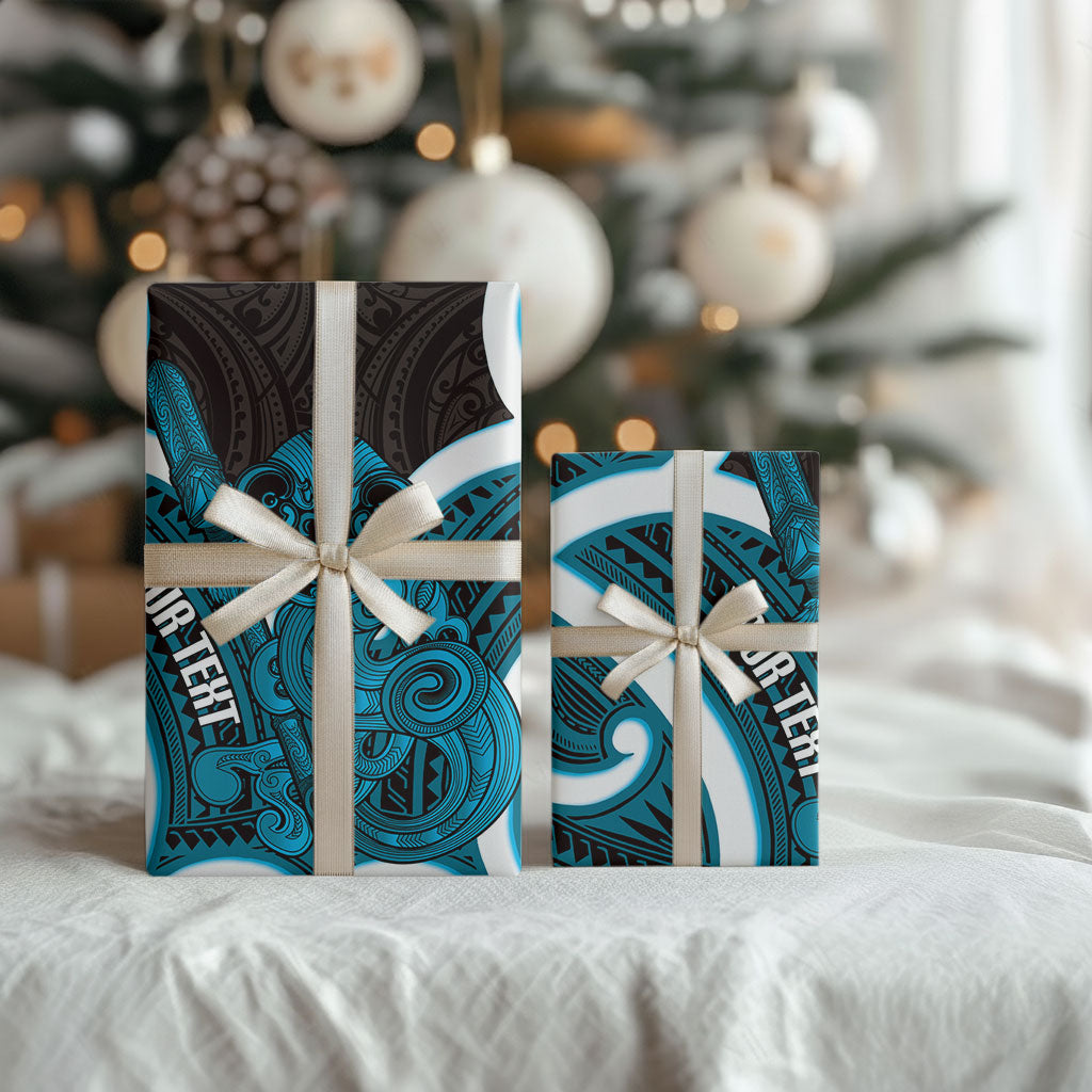 Kikorangi Aotearoa Atua Tumatauenga Personalised Wrapping Paper Maori God Of War Tiki With Taiaha LT14 - Polynesian Pride