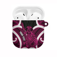 Mawhero Aotearoa Atua Tumatauenga Personalised AirPods Case Maori God Of War Tiki With Taiaha LT14 Pink - Polynesian Pride
