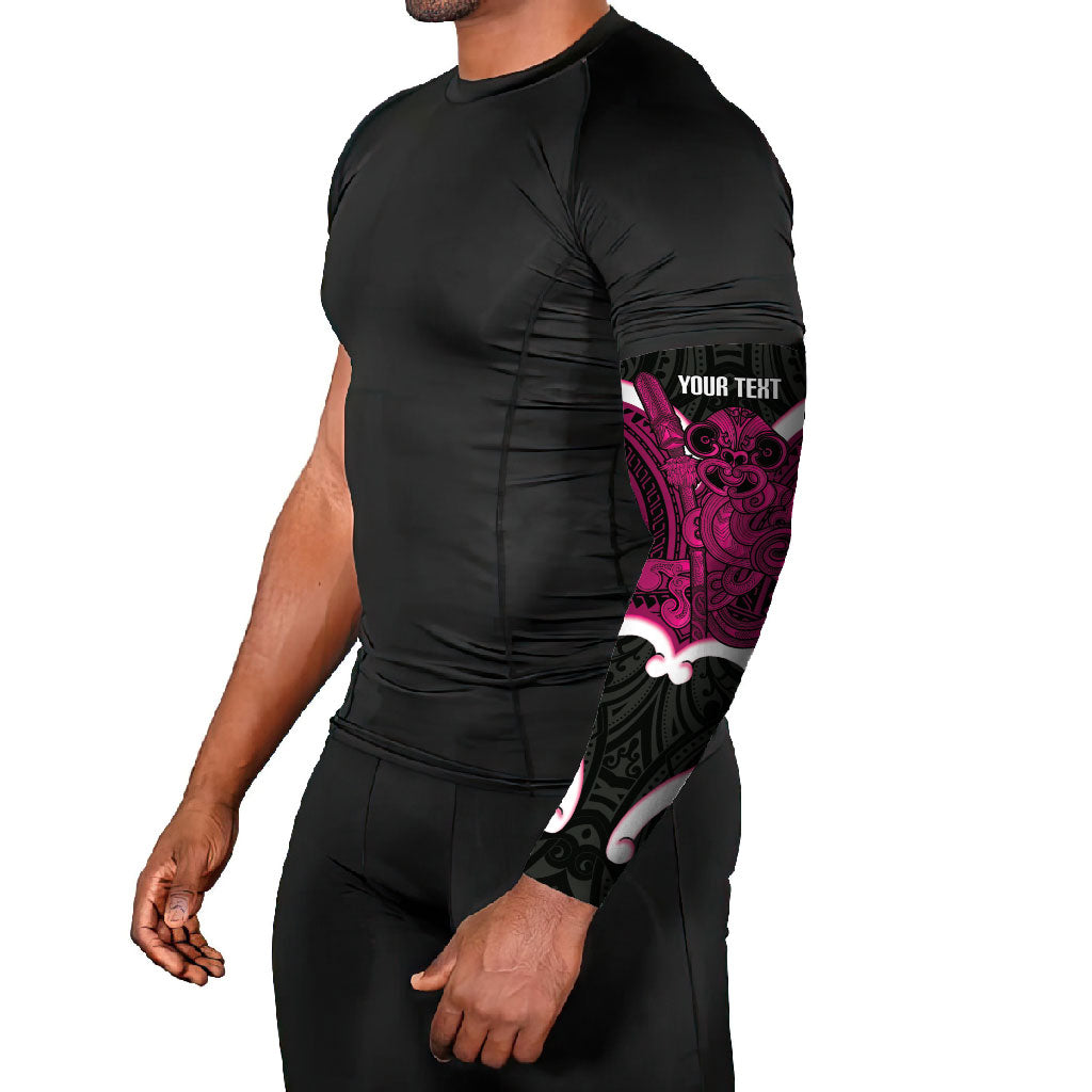 Mawhero Aotearoa Atua Tumatauenga Personalised Arm Sleeves Maori God Of War Tiki With Taiaha LT14 - Polynesian Pride