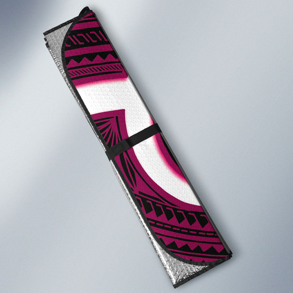 Mawhero Aotearoa Atua Tumatauenga Personalised Auto Sun Shade Maori God Of War Tiki With Taiaha LT14 - Polynesian Pride