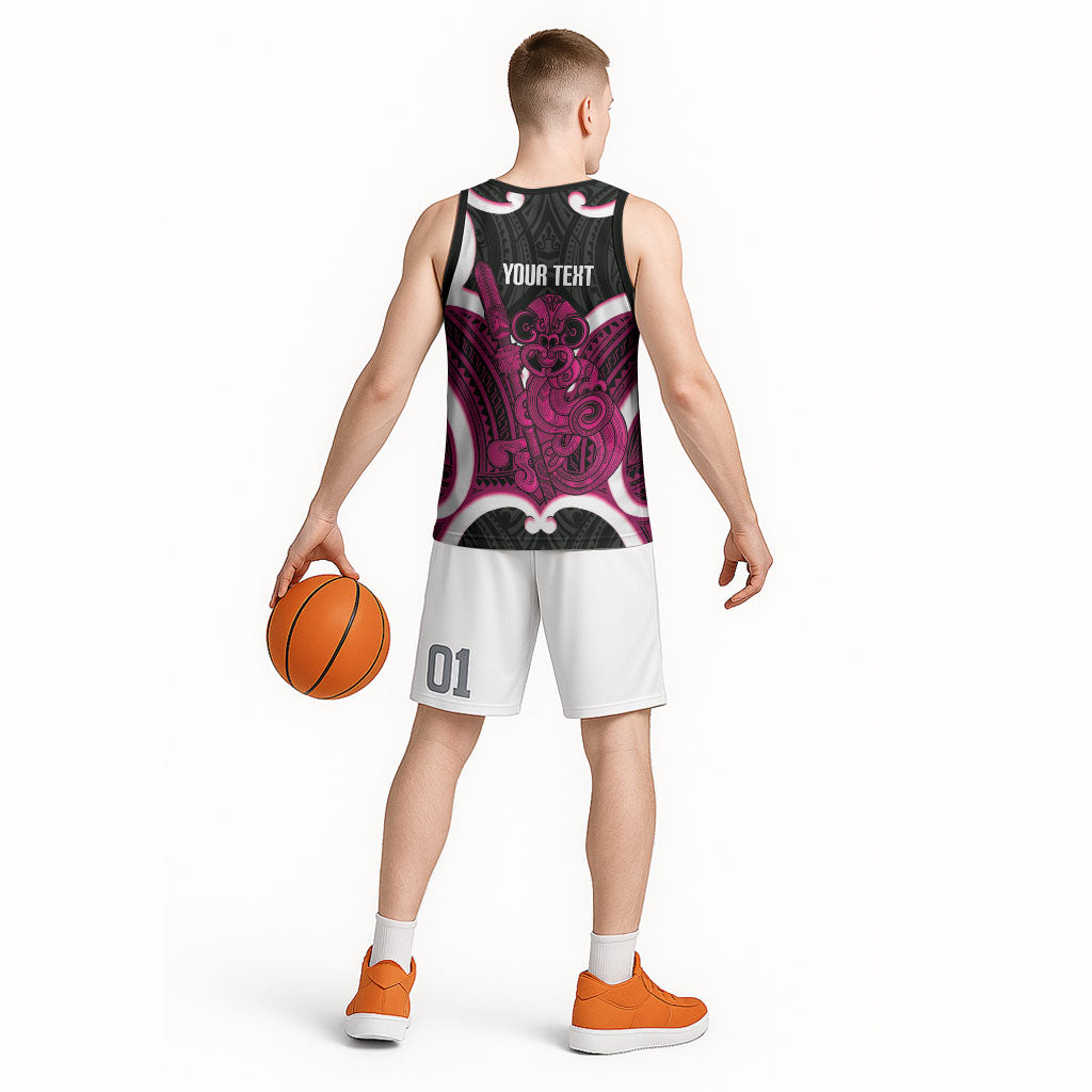 Mawhero Aotearoa Atua Tumatauenga Personalised Basketball Jersey Maori God Of War Tiki With Taiaha LT14 - Polynesian Pride