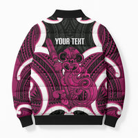 Mawhero Aotearoa Atua Tumatauenga Personalised Bomber Puffer Jacket Maori God Of War Tiki With Taiaha LT14 - Polynesian Pride