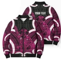 Mawhero Aotearoa Atua Tumatauenga Personalised Bomber Puffer Jacket Maori God Of War Tiki With Taiaha LT14 - Polynesian Pride