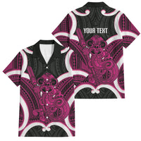 Mawhero Aotearoa Atua Tumatauenga Personalised Family Matching Summer Maxi Dress and Hawaiian Shirt Maori God Of War Tiki With Taiaha LT14 Dad's Shirt - Short Sleeve Pink - Polynesian Pride