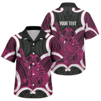 Mawhero Aotearoa Atua Tumatauenga Personalised Family Matching Summer Maxi Dress and Hawaiian Shirt Maori God Of War Tiki With Taiaha LT14 Son's Shirt Pink - Polynesian Pride