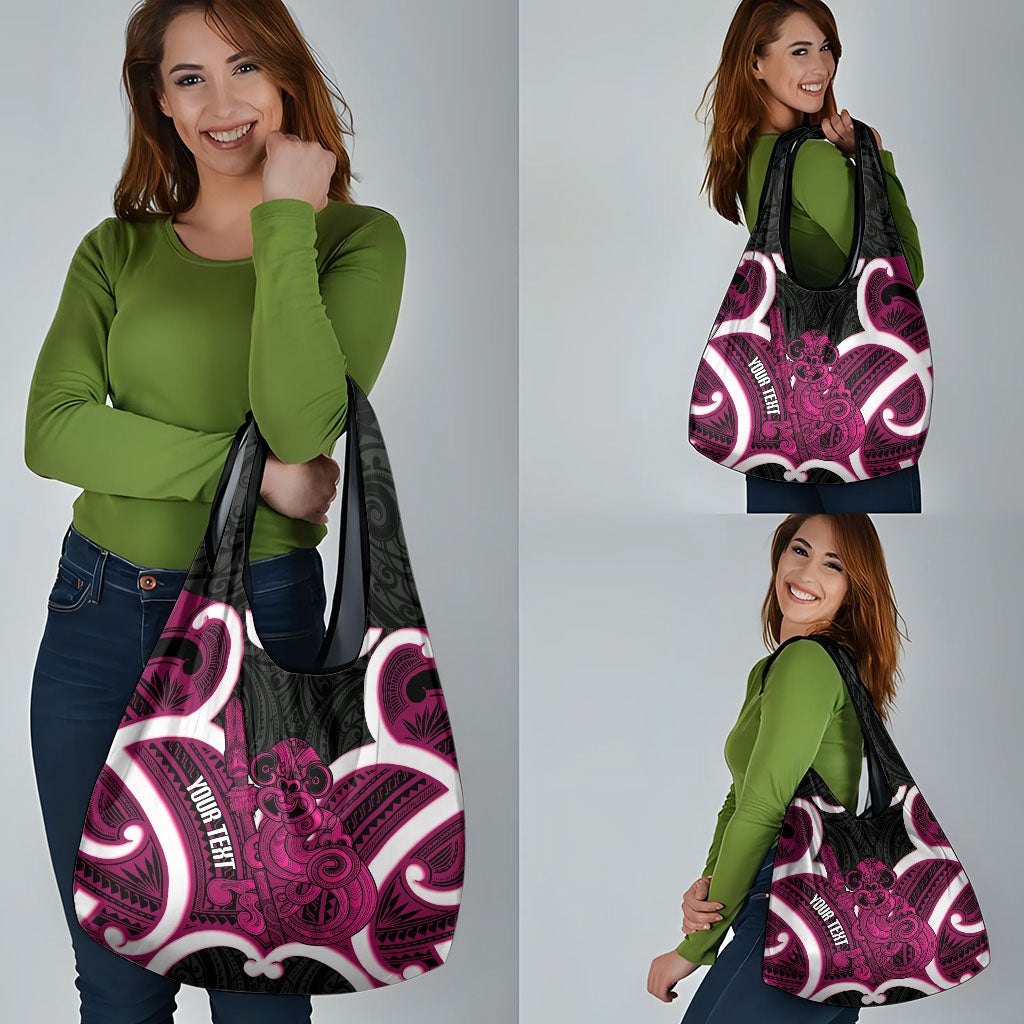 Mawhero Aotearoa Atua Tumatauenga Personalised Grocery Bag Maori God Of War Tiki With Taiaha LT14 - Polynesian Pride