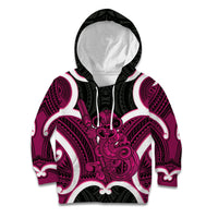 Mawhero Aotearoa Atua Tumatauenga Personalised Kid Hoodie Maori God Of War Tiki With Taiaha LT14 Hoodie Pink - Polynesian Pride