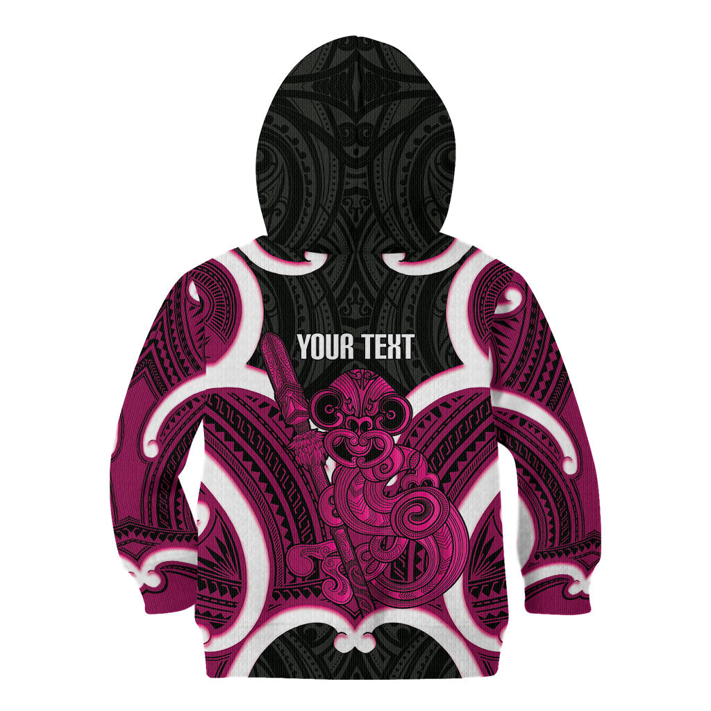 Mawhero Aotearoa Atua Tumatauenga Personalised Kid Hoodie Maori God Of War Tiki With Taiaha LT14 - Polynesian Pride