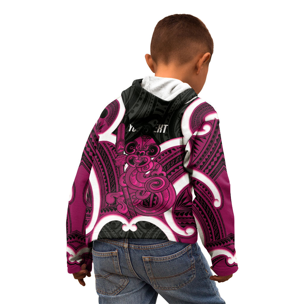 Mawhero Aotearoa Atua Tumatauenga Personalised Kid Hoodie Maori God Of War Tiki With Taiaha LT14 - Polynesian Pride