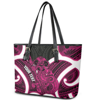 Mawhero Aotearoa Atua Tumatauenga Personalised Leather Tote Bag Maori God Of War Tiki With Taiaha LT14 - Polynesian Pride