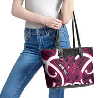 Mawhero Aotearoa Atua Tumatauenga Personalised Leather Tote Bag Maori God Of War Tiki With Taiaha LT14 - Polynesian Pride