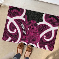 Mawhero Aotearoa Atua Tumatauenga Personalised Rubber Doormat Maori God Of War Tiki With Taiaha LT14 - Polynesian Pride
