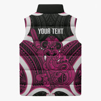 Mawhero Aotearoa Atua Tumatauenga Personalised Sleeveless Puffer Jacket Maori God Of War Tiki With Taiaha LT14 - Polynesian Pride