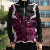 Mawhero Aotearoa Atua Tumatauenga Personalised Sleeveless Puffer Jacket Maori God Of War Tiki With Taiaha LT14 - Polynesian Pride