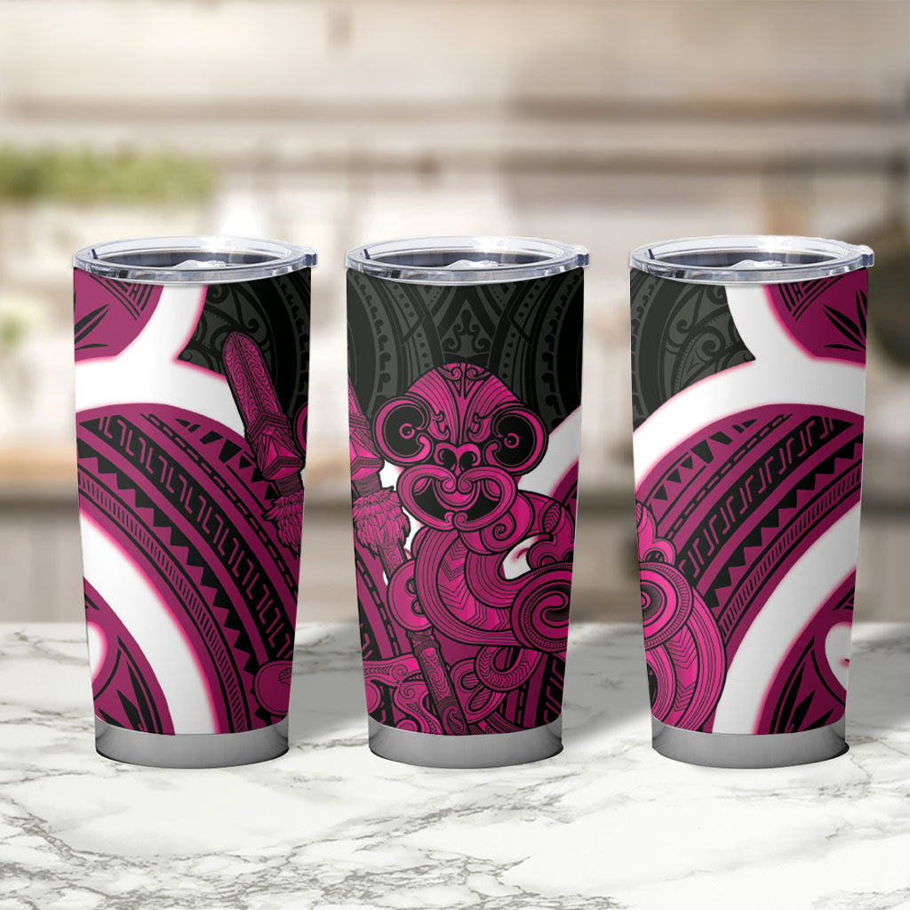 Mawhero Aotearoa Atua Tumatauenga Tumbler Cup Maori God Of War Tiki With Taiaha LT14 - Polynesian Pride