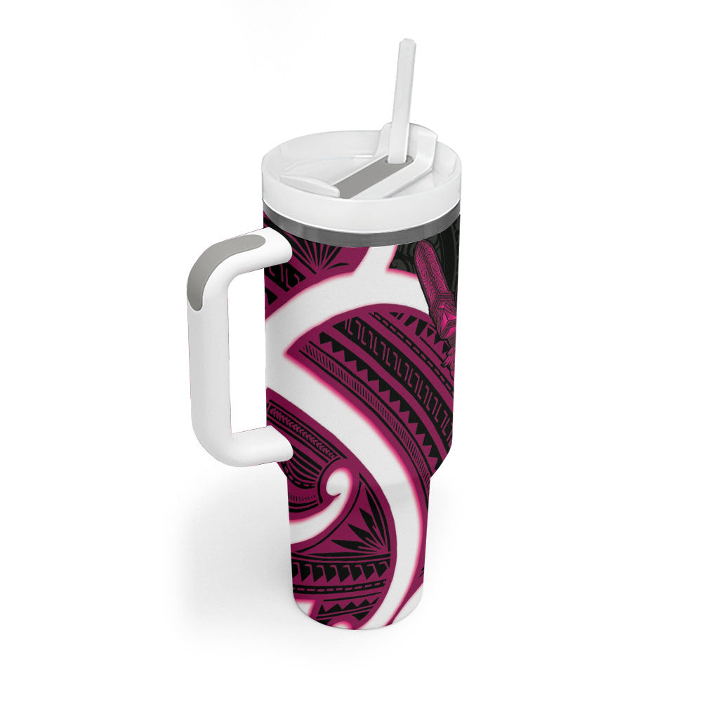 Mawhero Aotearoa Atua Tumatauenga Tumbler With Handle Maori God Of War Tiki With Taiaha LT14 - Polynesian Pride
