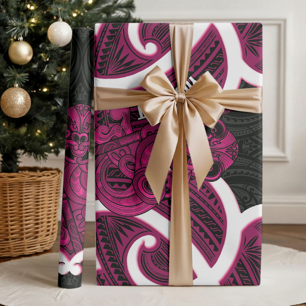Mawhero Aotearoa Atua Tumatauenga Personalised Wrapping Paper Maori God Of War Tiki With Taiaha LT14 - Polynesian Pride