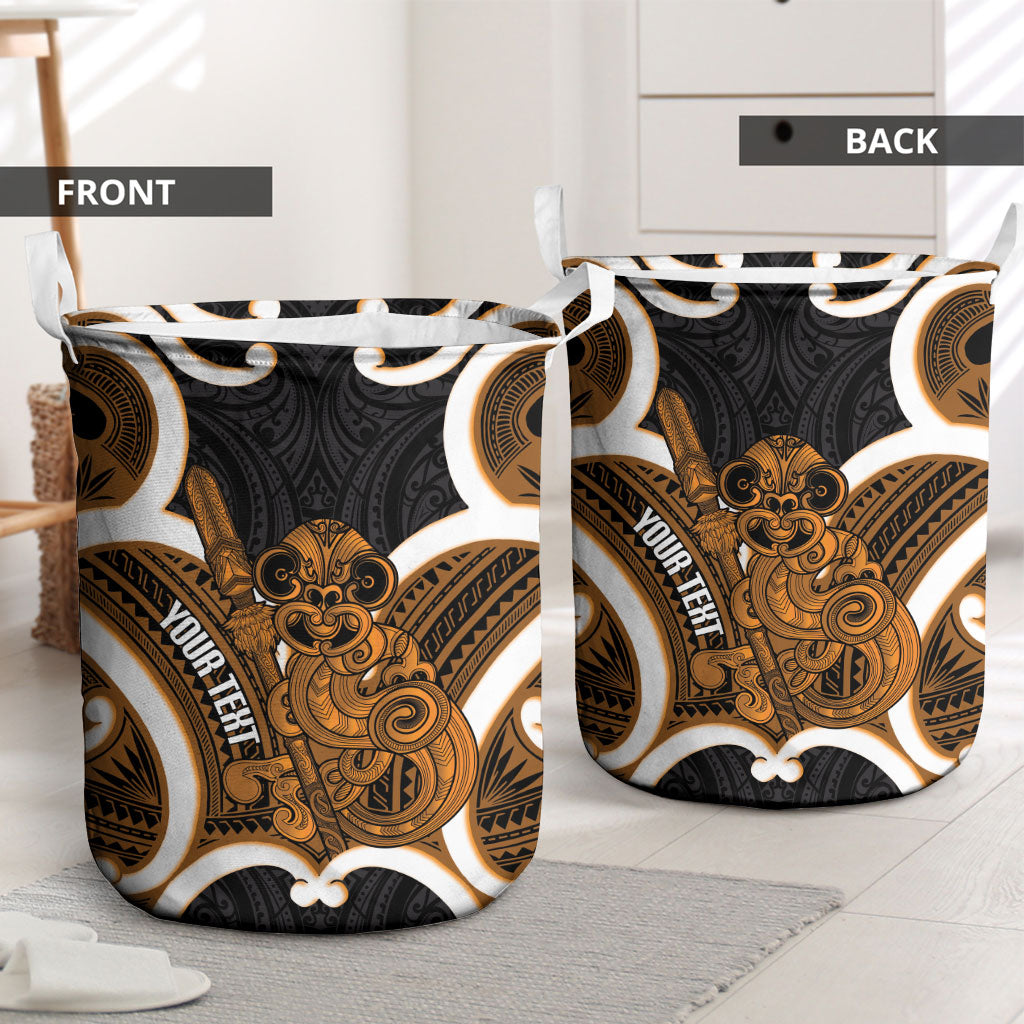 Karaka Aotearoa Atua Tumatauenga Personalised Laundry Basket Maori God Of War Tiki With Taiaha LT14 - Polynesian Pride