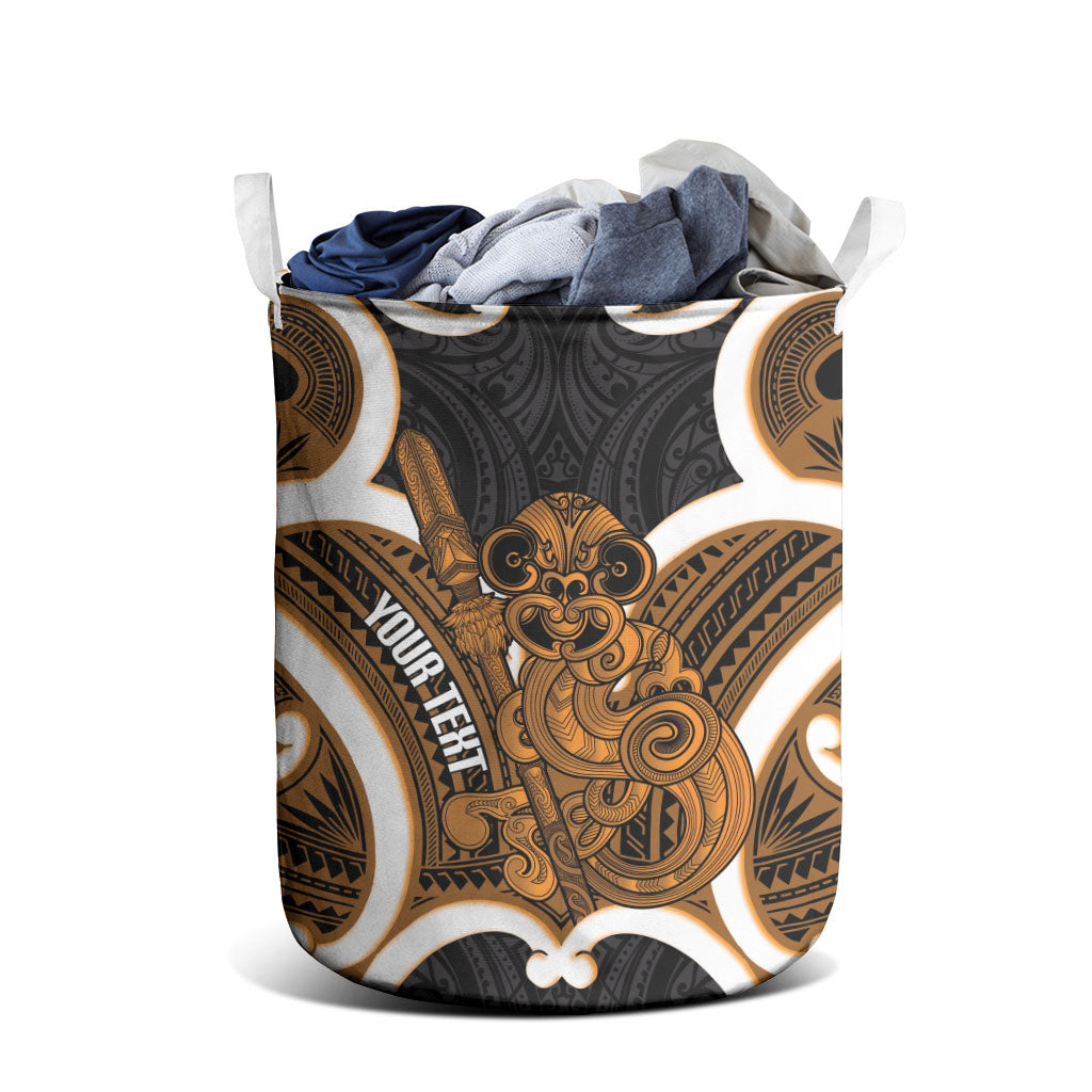 Karaka Aotearoa Atua Tumatauenga Personalised Laundry Basket Maori God Of War Tiki With Taiaha LT14 - Polynesian Pride