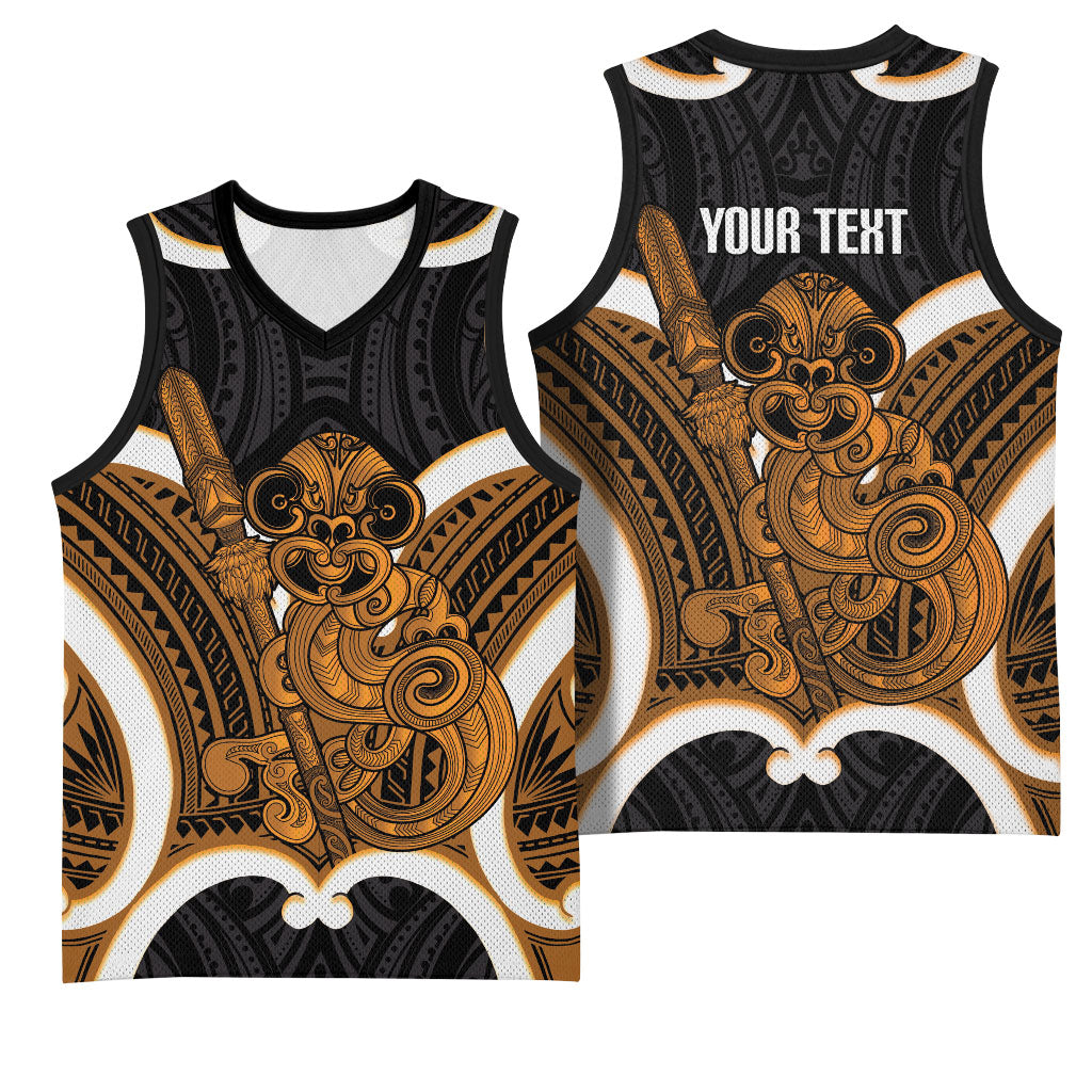 Karaka Aotearoa Atua Tumatauenga Personalised Basketball Jersey Maori God Of War Tiki With Taiaha LT14 - Polynesian Pride